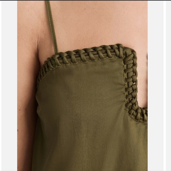 AJE Willow Sweetheart Mini Dress - DEEP OLIVE - Picture 4 of 5